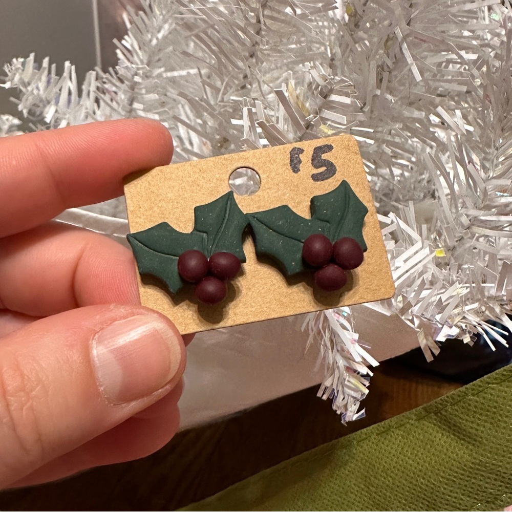 NEW Handmade Holly Earrings 
**$5 or 3/$12**